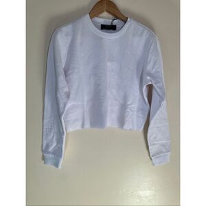 Young & Reckless White Cut Off Cropped Crewneck Sweater Size Medium